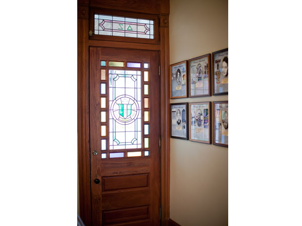 Stained Glass Door with Crest